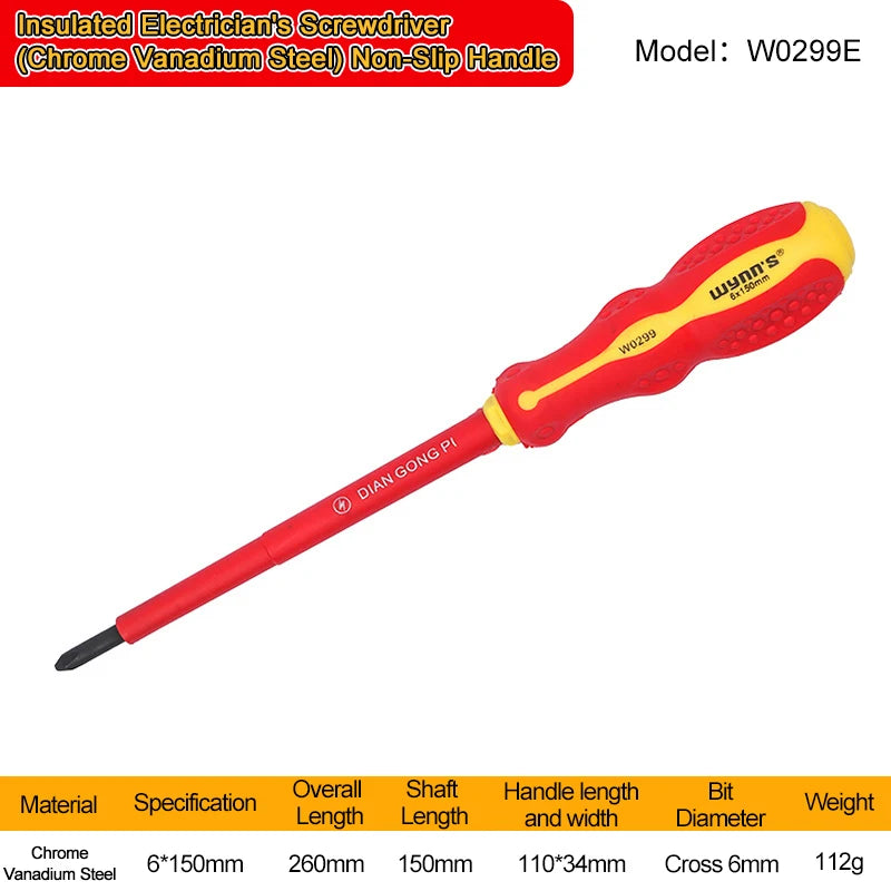 WYNN'S 1000V VDE Insulated Screwdriver Set Phillips Slotted Screw Driver Set Household Magnetic Tip Electrician Repair Hand Tool