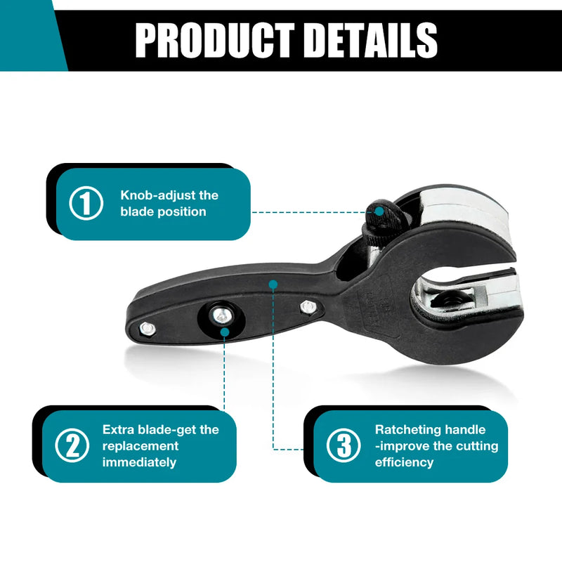 Cortador de tubo de catraca de 8-29mm, ferramenta de corte doméstico, cortador de tubo de cobre, cortador de tubo de alumínio, cortador de tubo de PVC, ferramenta de rebarbação opcional