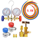 R134a Air Conditioning Pressure Gauge with Hose and Hook 3 Way AC Diagnostic Manifold Gauge Set Freon For R12 R22 R404A R134a