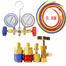 R134a Air Conditioning Pressure Gauge with Hose and Hook 3 Way AC Diagnostic Manifold Gauge Set Freon For R12 R22 R404A R134a
