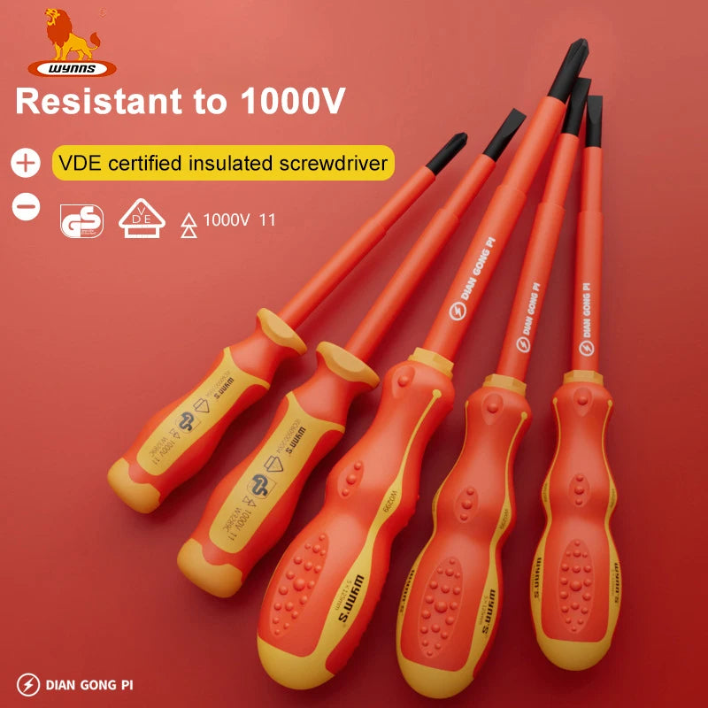 WYNN'S 1000V VDE Insulated Screwdriver Set Phillips Slotted Screw Driver Set Household Magnetic Tip Electrician Repair Hand Tool