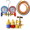 R134a Air Conditioning Pressure Gauge with Hose and Hook 3 Way AC Diagnostic Manifold Gauge Set Freon For R12 R22 R404A R134a
