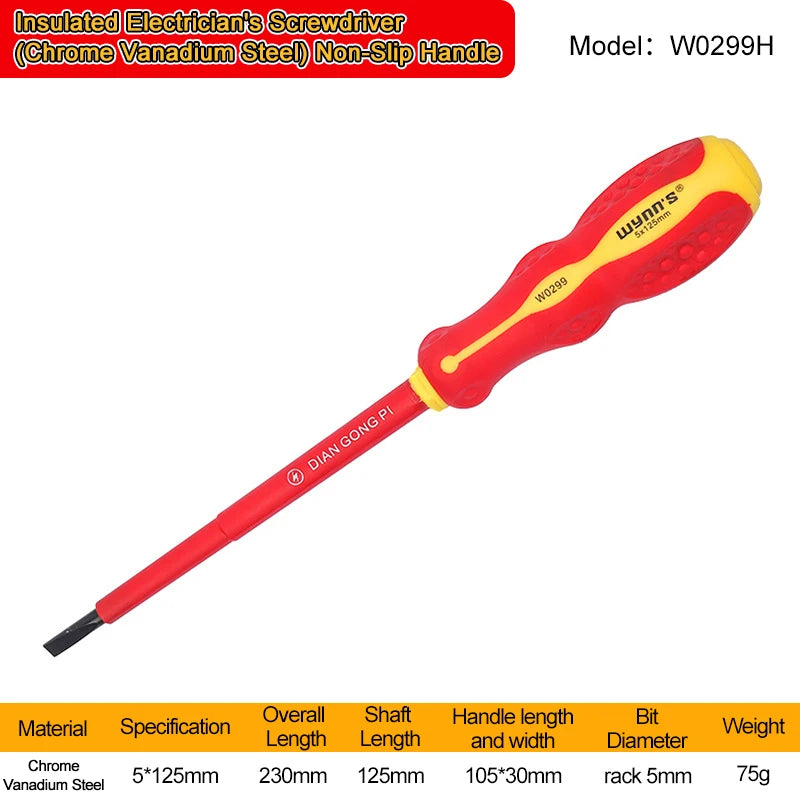 WYNN'S 1000V VDE Insulated Screwdriver Set Phillips Slotted Screw Driver Set Household Magnetic Tip Electrician Repair Hand Tool