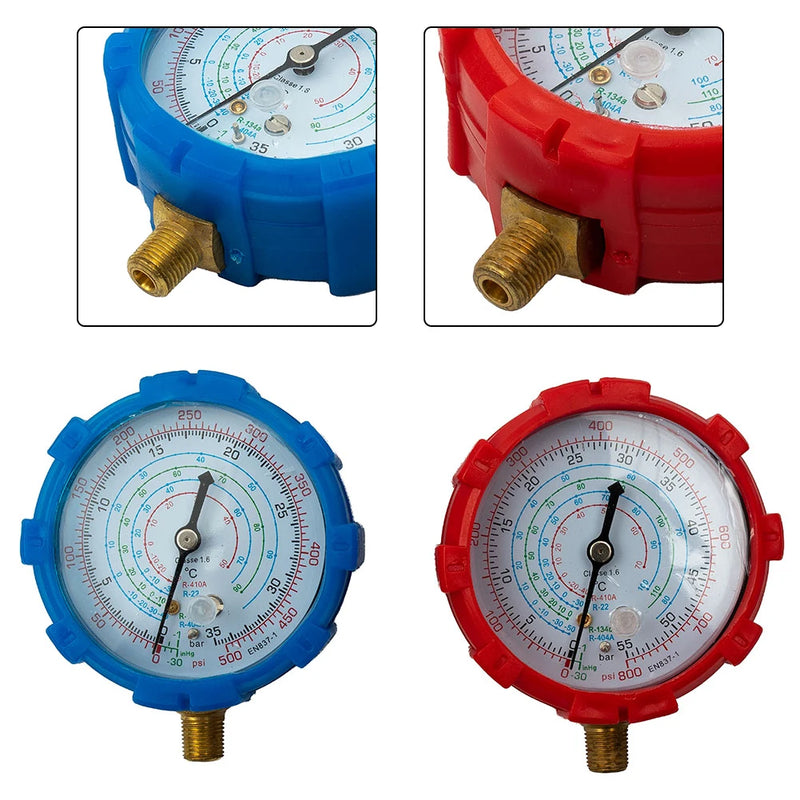 R22 R404A R134A R410A Air Conditioner Pressure Gauge Set, 2PCS Low High Pressure Meters, Reliable and Long lasting